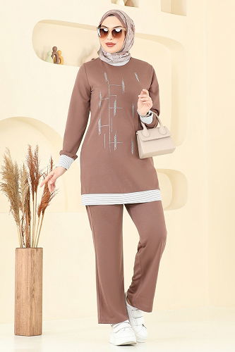 moda selvim طقم بني فاتح 2637SL432 - Thumbnail