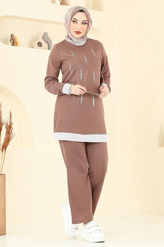 moda selvim طقم بني فاتح 2637SL432 - Thumbnail