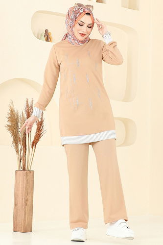 moda selvim طقم بيج فاتح 2637SL432 - Thumbnail