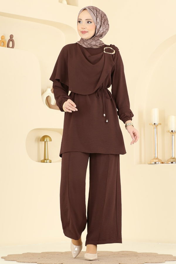 Modaselvim Hijab Combinations Combined 2639MSZ1172 Dark Brown