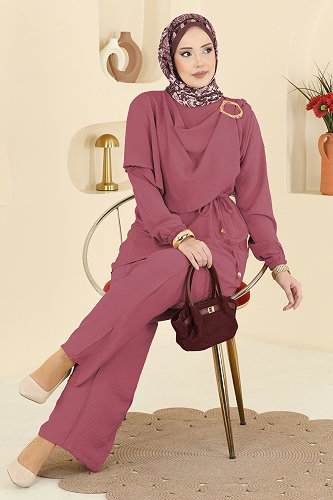 moda selvim طقم وردي فاتح 2639MSZ1172 - Thumbnail