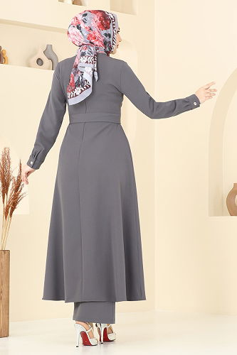 moda selvim طقم رمادي غامق 2640SL432 - Thumbnail