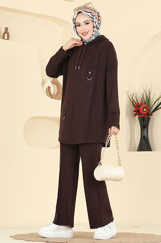 moda selvim طقم بني غامق 2642MSZ1172 - Thumbnail