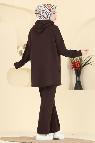 moda selvim طقم بني غامق 2642MSZ1172 - Thumbnail