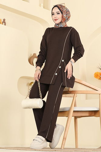 moda selvim طقم بني غامق 2644MSZ1172 - Thumbnail