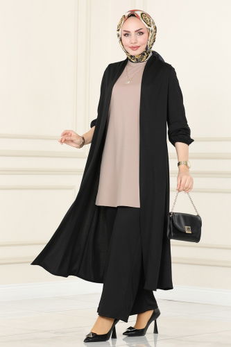 A.S.M.K. - طقم أسود وبيج 2649ASMK1074