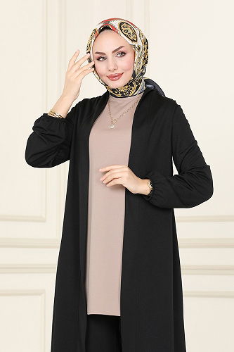 moda selvim طقم أسود وبيج 2649ASMK1074 - Thumbnail