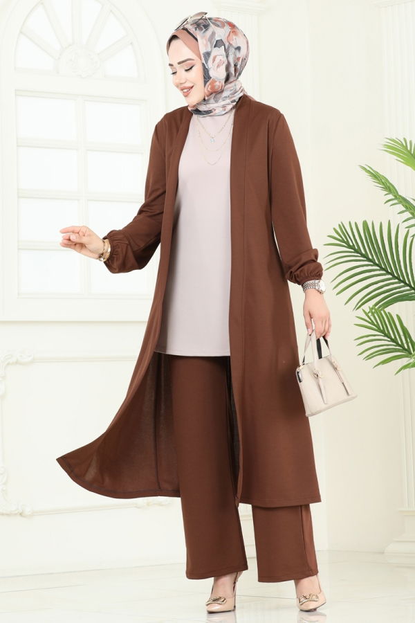 Modaselvim الاطقم طقم بني وبيج 2649ASMK1074