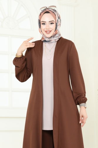 moda selvim طقم بني وبيج 2649ASMK1074 - Thumbnail