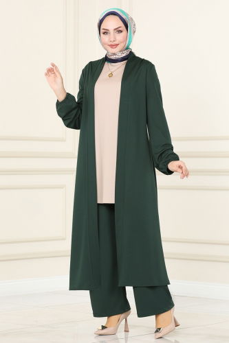 moda selvim طقم زيتي وبيج 2649ASMK1074 - Thumbnail