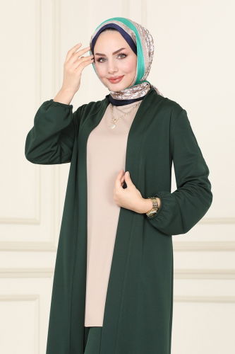 moda selvim طقم زيتي وبيج 2649ASMK1074 - Thumbnail