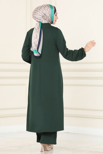 moda selvim طقم زيتي وبيج 2649ASMK1074 - Thumbnail