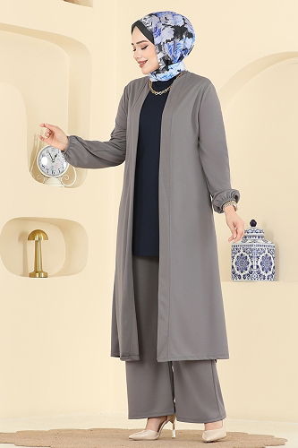 moda selvim Combined 2649ASMK1074 Gray&Navy Blue - Thumbnail