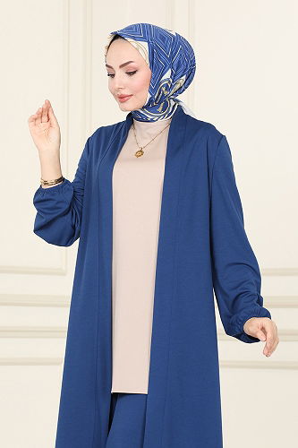 moda selvim طقم أزرق وبيج 2649ASMK1074 - Thumbnail