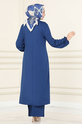 moda selvim طقم أزرق وبيج 2649ASMK1074 - Thumbnail