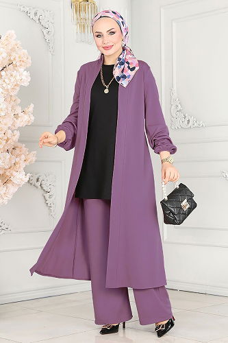 moda selvim Combined 2649ASMK1074 Lilac & Black - Thumbnail