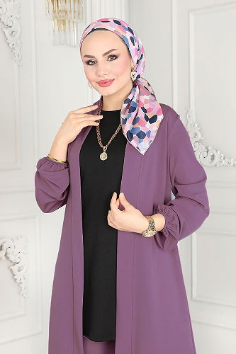 moda selvim Combined 2649ASMK1074 Lilac & Black - Thumbnail