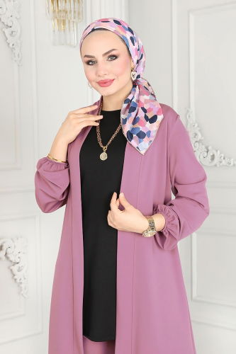 moda selvim طقم ليلكي وأسود 2649ASMK1074 - Thumbnail