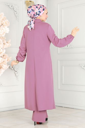 moda selvim طقم ليلكي وأسود 2649ASMK1074 - Thumbnail