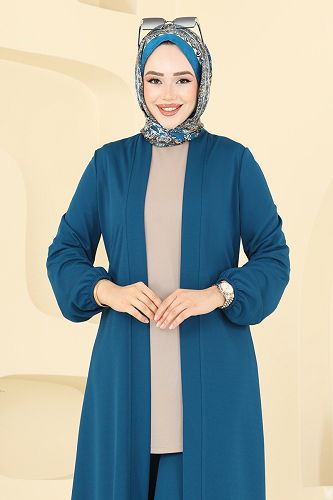 moda selvim طقم بترولي وبيج 2649ASMK1074 - Thumbnail