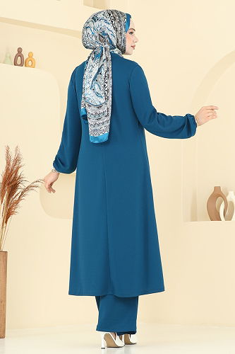 moda selvim طقم بترولي وبيج 2649ASMK1074 - Thumbnail