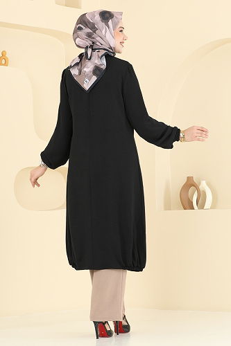 moda selvim طقم أسود وبيج 2652SL432 - Thumbnail