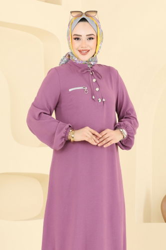 moda selvim طقم ليلكي غامق وسكري 2652SL432 - Thumbnail