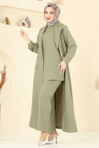 moda selvim طقم أخضر عشبي 2653SL432 - Thumbnail