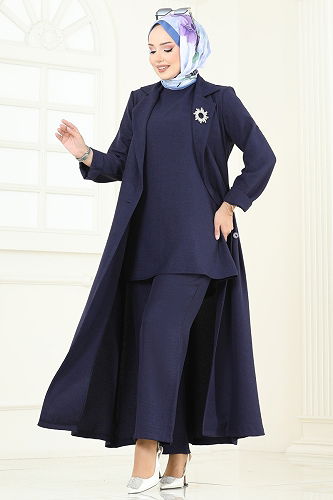 moda selvim طقم كحلي غامق 2653SL432 - Thumbnail