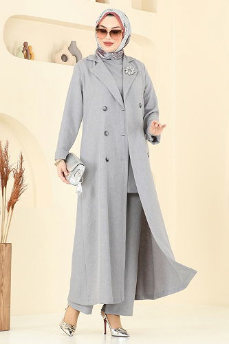 moda selvim طقم رمادي 2653SL432 - Thumbnail