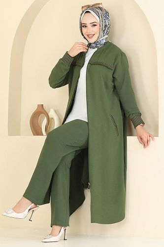 moda selvim طقم أخضر عشبي 2654SL432 - Thumbnail