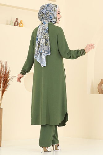 moda selvim طقم أخضر عشبي 2654SL432 - Thumbnail