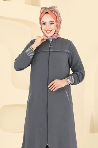 moda selvim طقم رمادي غامق 2654SL432 - Thumbnail