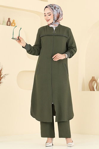 moda selvim طقم اخضر عفني 2654SL432 - Thumbnail