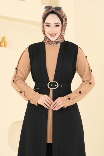 moda selvim طقم أسود ولاتيه 2660SL432 - Thumbnail