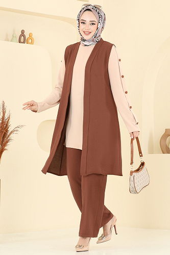 moda selvim طقم بني وبيج 2660SL432 - Thumbnail
