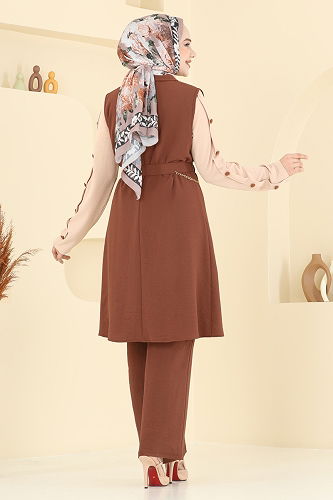 moda selvim طقم بني وبيج 2660SL432 - Thumbnail