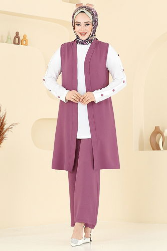 moda selvim طقم وردي وسكري 2660SL432 - Thumbnail