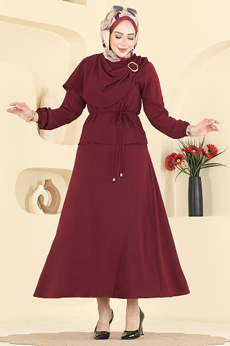 moda selvim طقم خمري 2663MSZ1172 - Thumbnail