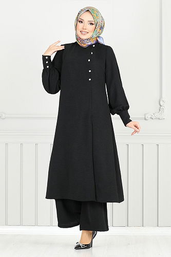 moda selvim طقم أسود 2664SL890-M - Thumbnail