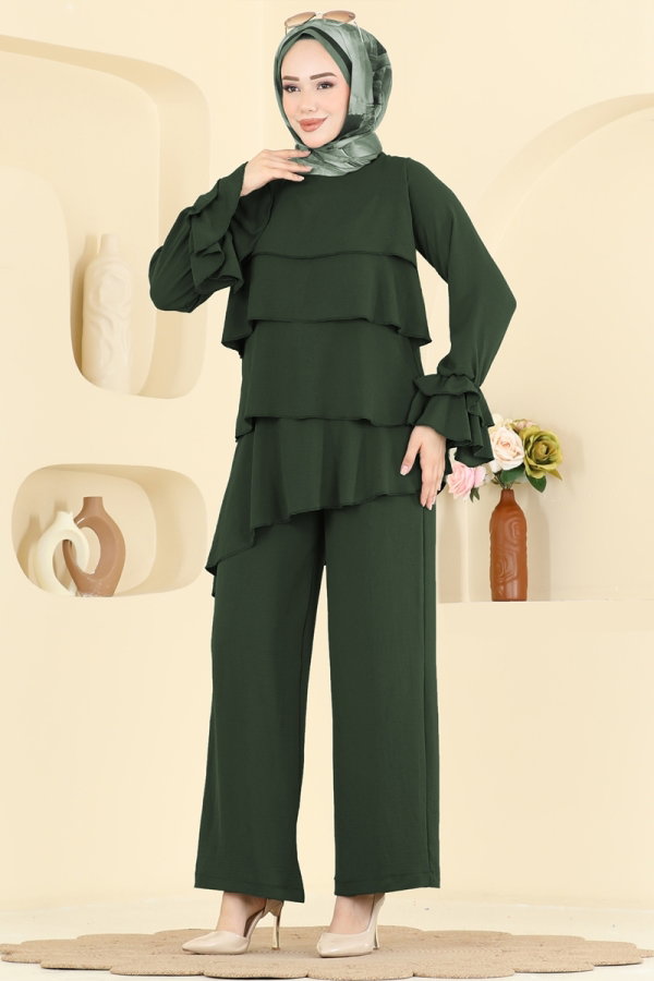 Modaselvim Hijab Combinations Combined 2666MSZ1172 Dark Khaki