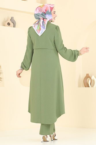 moda selvim طقم أخضر عشبي 2666SL432 - Thumbnail