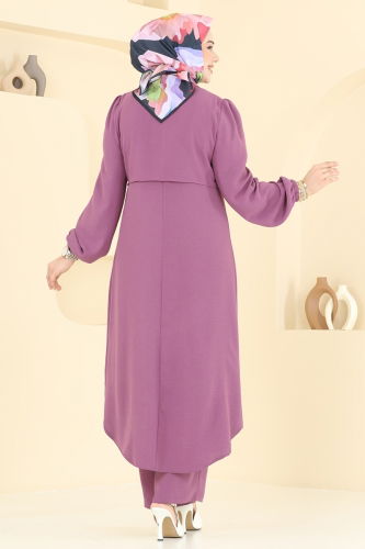moda selvim طقم ليلكي غامق 2666SL432 - Thumbnail