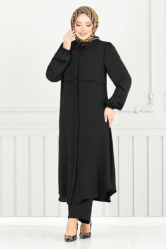 moda selvim طقم أسود 2666SL890-M - Thumbnail