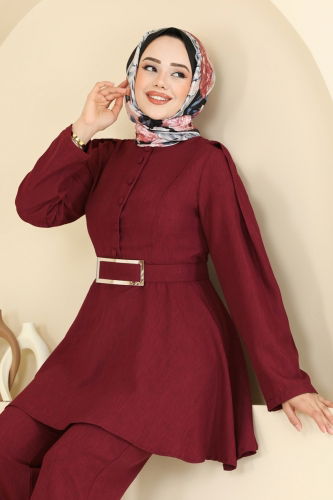 moda selvim طقم خمري 2668SL432 - Thumbnail