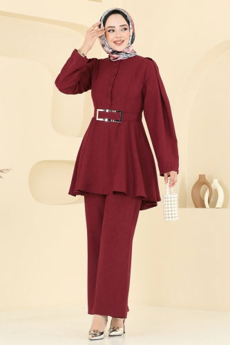 moda selvim طقم خمري 2668SL432 - Thumbnail