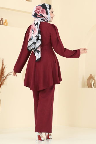 moda selvim طقم خمري 2668SL432 - Thumbnail