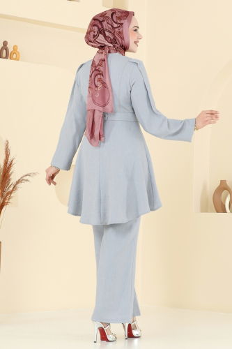 moda selvim طقم رمادي فاتح 2668SL432 - Thumbnail