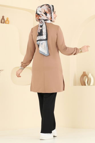 moda selvim طقم بيج غامق واسود 2670SL432 - Thumbnail