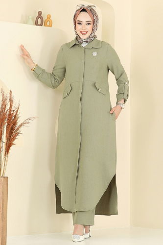 moda selvim طقم أخضر عشبي 2671SL432 - Thumbnail